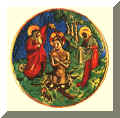 Baptème par immersion et infusion - Médaillon 1410 - 1415 - Emaux translucides sur or - (Musée du Louvres)